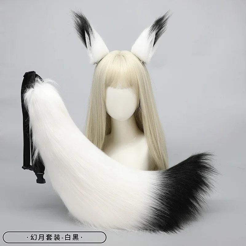 Pluszowe uszy lisia do cosplay, pluszowe uszy wilka, kota, lisie uszy, bestia, spinka do włosów, rekwizyty, zestaw do cosplay dla dziewczyn, uszy lisa, pluszowe ogoniki do włosów.