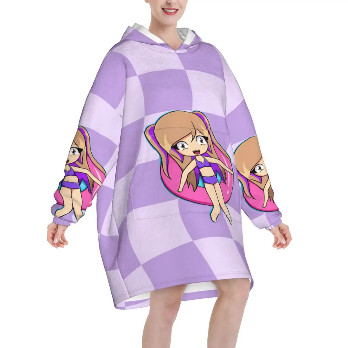 Oversized Dense Real Mix Collage Lyna Vallejos Wearable Blanket Ultrasoft Plush Warm Sweatshirt Blankets With Pocket