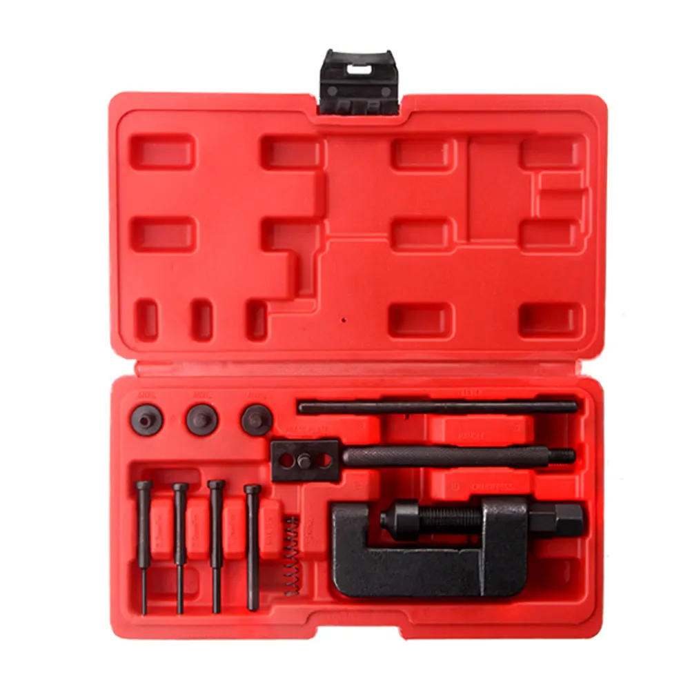 13PCS Timing Chain Repair Tool Set Motorcycle Chain Splitter Link Breaker Riveting Tools Kit Heavy Duty Link O Ring Bicycle