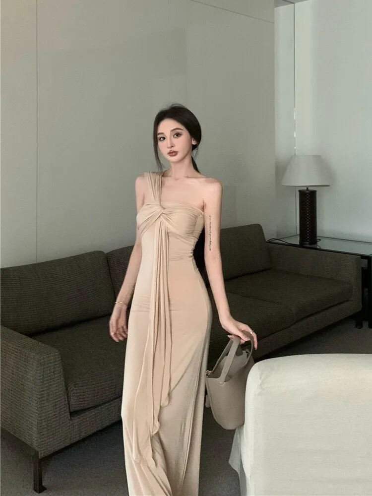 Ele Sexy Thai Sle Wrap Dr Feminino Slim Fit Strapl Vestido Nó Design Saia Longa Or Top Faionable Ensemble