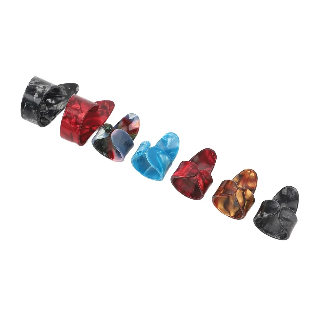 14PCS Beginner Friendly Celluloid Material Guitar Thumb Picks Multicolor Guitar Finger Picks Adjustable Finger Picks Guitar