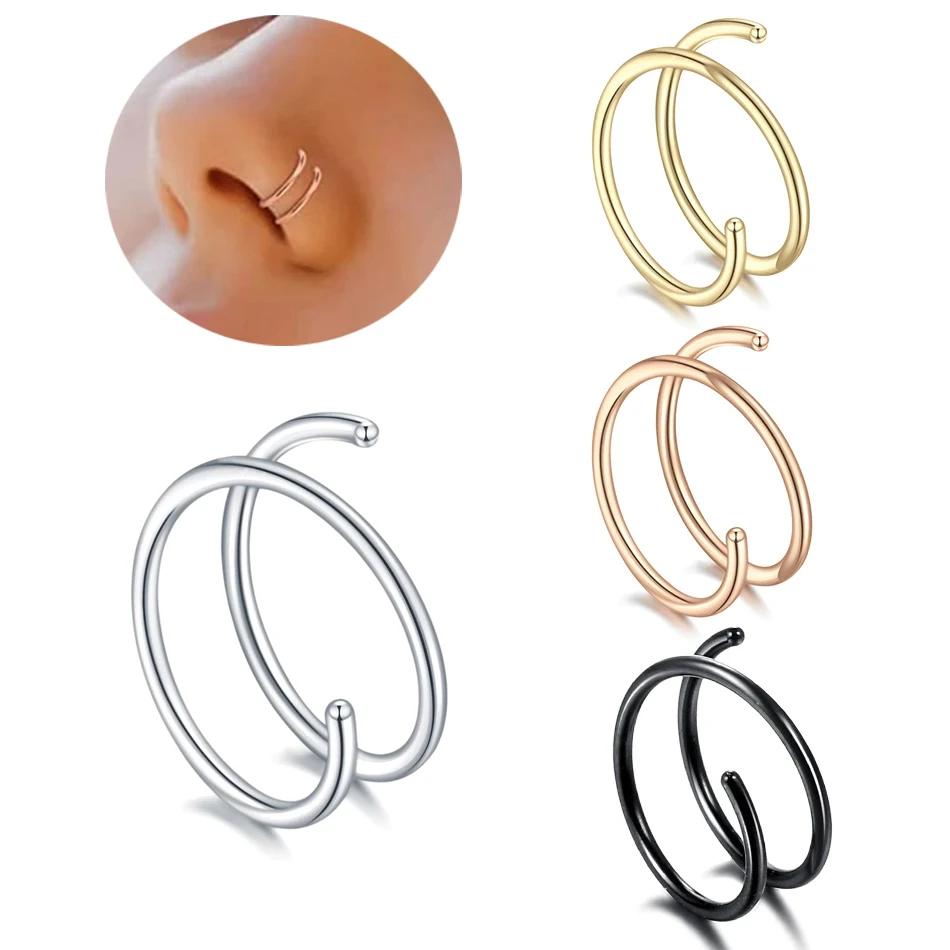 1Pc stal nierdzewna 316L mężczyźni kobiety Piercing przegrody kolczyk w nosie Hoops Lip Ring kolczyki Punk Style Piercing biżuteria do ciała 20G