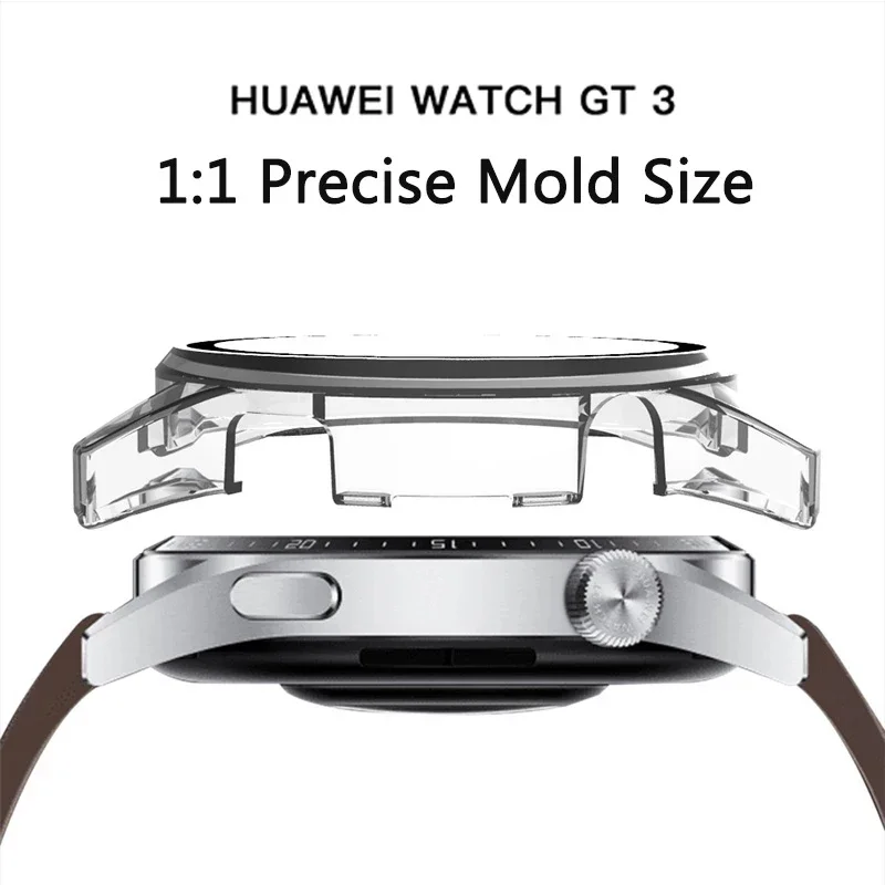 Coque de protection complète pour montre Huawei GT3, 46mm, 42mm, PC dur, verre guatémaltèque, pare-chocs, protecteur d'écran