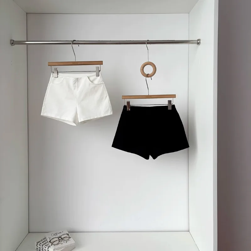 High Waist Thin Short Pants Women's Base Layer Outdoor Summer Anti-Light Pants No Hem Black Casual Straight Leg Pants