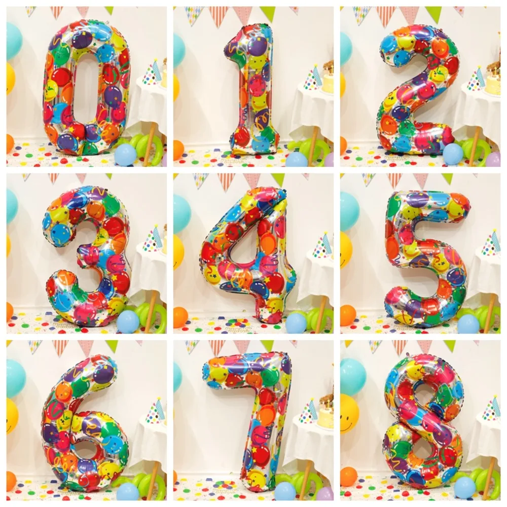 

40 Inch Colorful Number Foil Balloons Digital Large Colorful Digit Balloons Aluminum Foil Giant Party Decorative Number Balloons