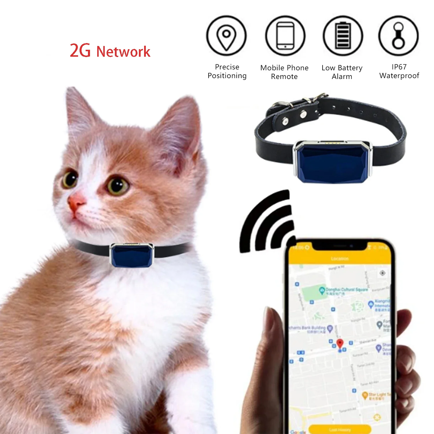 G12 Mini GPS GSM Wifi LBS tracker IP67 Waterproof anti-lost tracker pet location collar for pet dog cat SIM card required