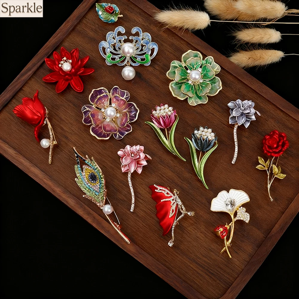 

Fashion Flower Enamel Brooch Women's Clothing Accessory Pin Suit/Shirt Anti-slip Decoration Featuring Peony Rose Lily Jewelry