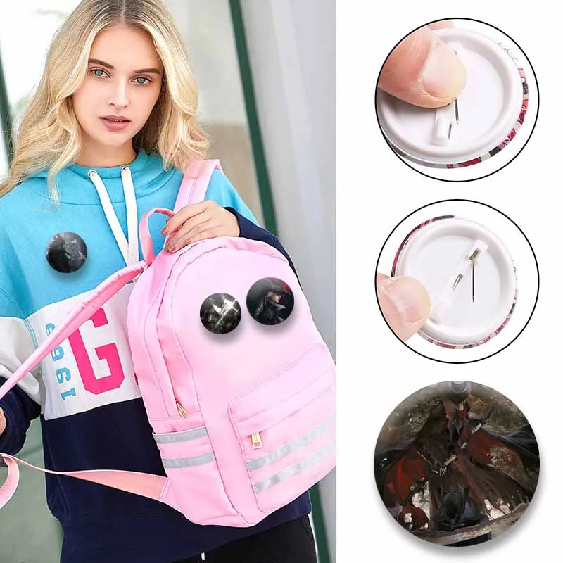 Horror Game B-Bloodborne Soft Button Pins Fashion Jewelry Accessories Clothes Bag Decor Badge Cartoon Round Brooch Ornament Gift