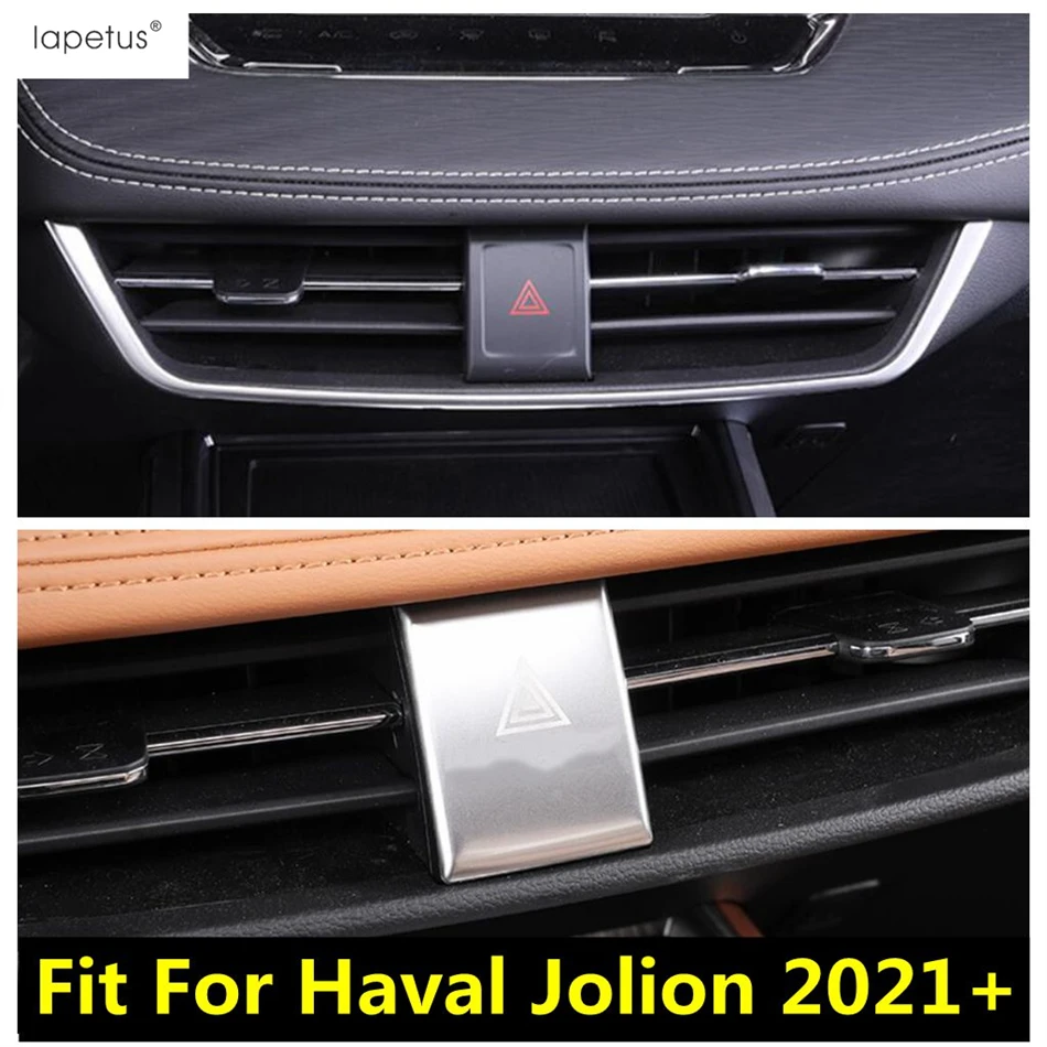 

For Haval Jolion 2021 - 2024 Car Central Middle Warning Light Lamp Air AC Outlet Panel Strip Cover Trim Stainless Accessories