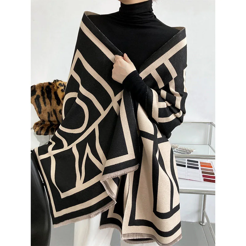 高品質レディースカシミヤ風スカーフ-多用途-秋冬用-防風-エアコン対応-ショール-おしゃれ-暖かいネックウォーマー