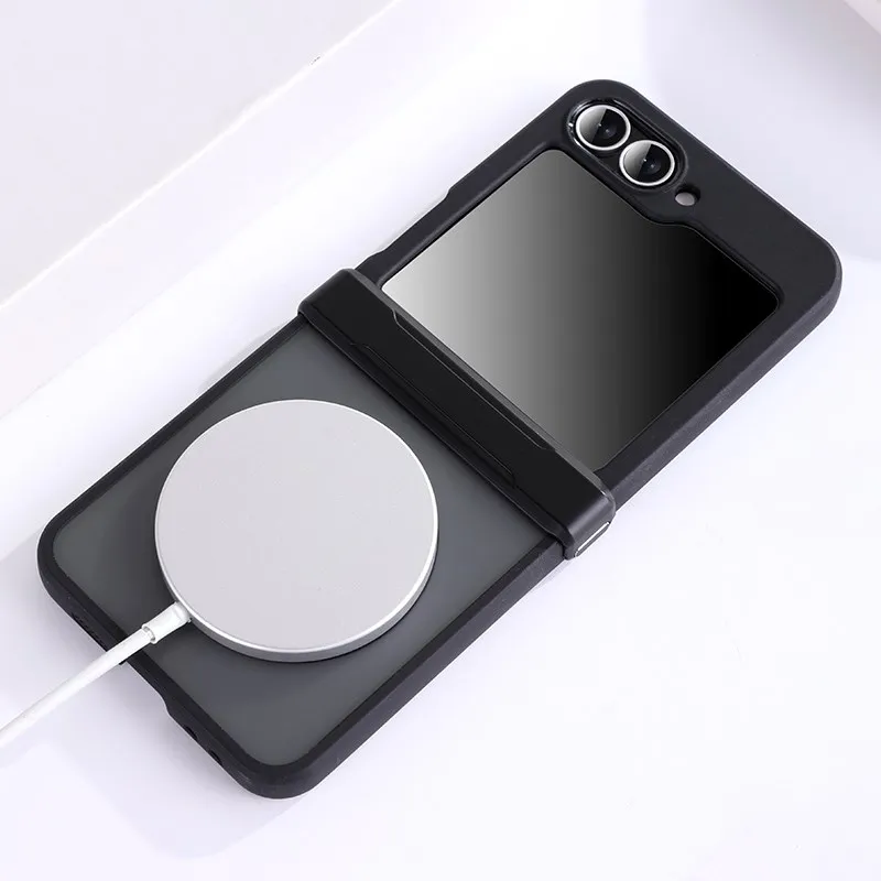 Für Samsung Galaxy Z Flip 7 6 5 4, Für Magsafe Fall Transparent Scharnier Klapp Stoßfest Magnetische Drahtlose Lade Abdeckung funda – Detail 2