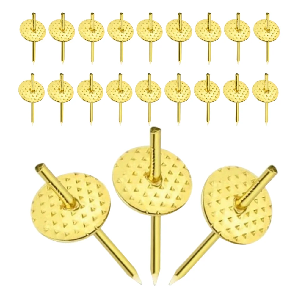 50 Pcs Metal Thumbtack Photo Frame Picture Hanging Equipment Peg Golden Iron Wall Nails