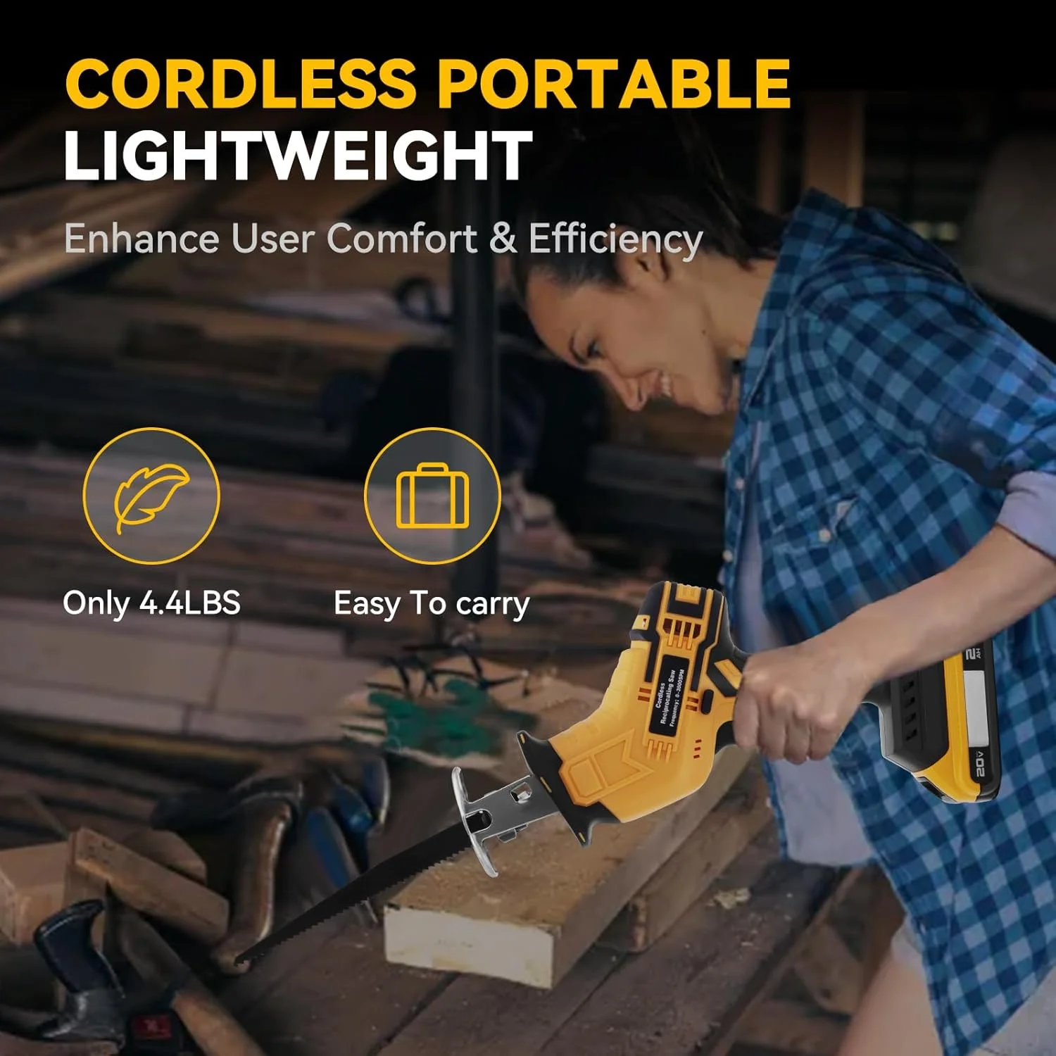 

Brushless Cordless Reciprocating Saw 0-3000 SPM Variable Speed Wood/Metal/PVC/Pipe Power Tool Cutting for Dewalt