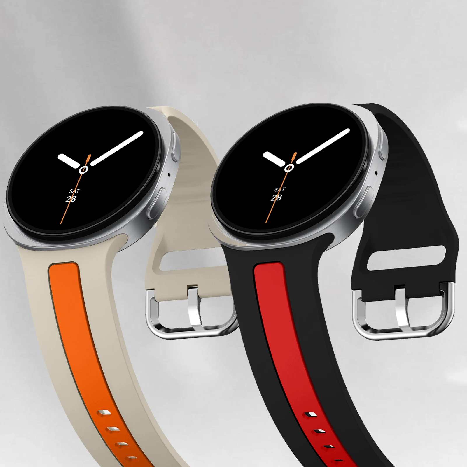 Two-Tone Silicone Band for Samsung Galaxy Watch 9 8 Classic 46 40mm 44mm Sport Replacement Bracelet Correa Galaxy Watch 8 Strap