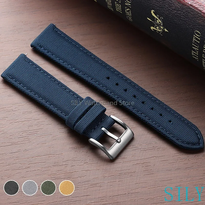 Genuine Sailcloth Watch Band Premium Two Sided Sailcloth Strap Waterproof Nylon Quick Release Bracelet 20mm 22mm Sport Wristbelt