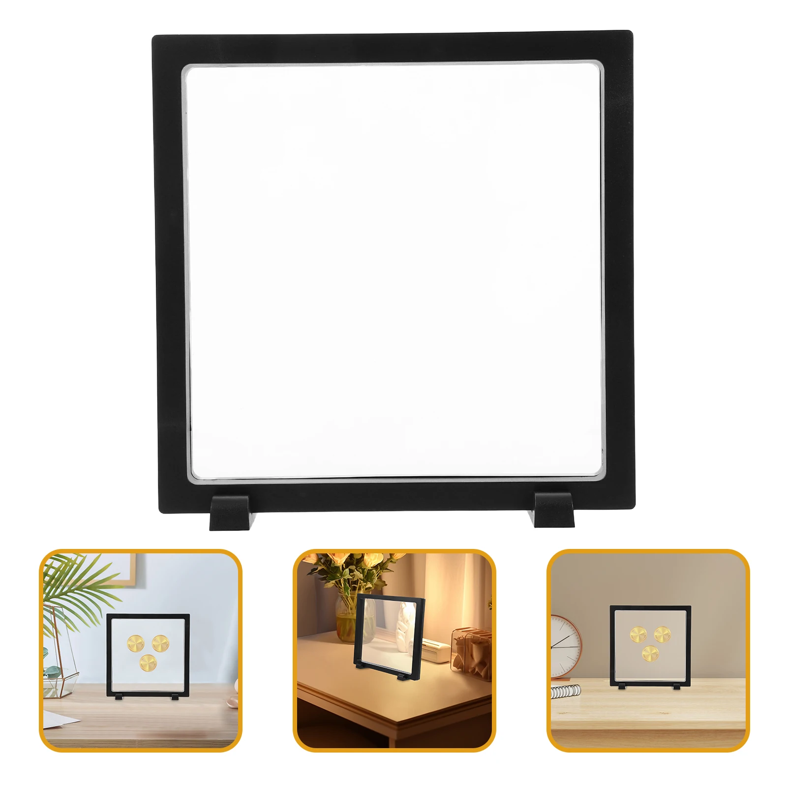 2pcs Floating Frame Display Case Transparent Plastic Badge Storage Box Enamel Pin Display Stand Small Souvenir Holder Medal