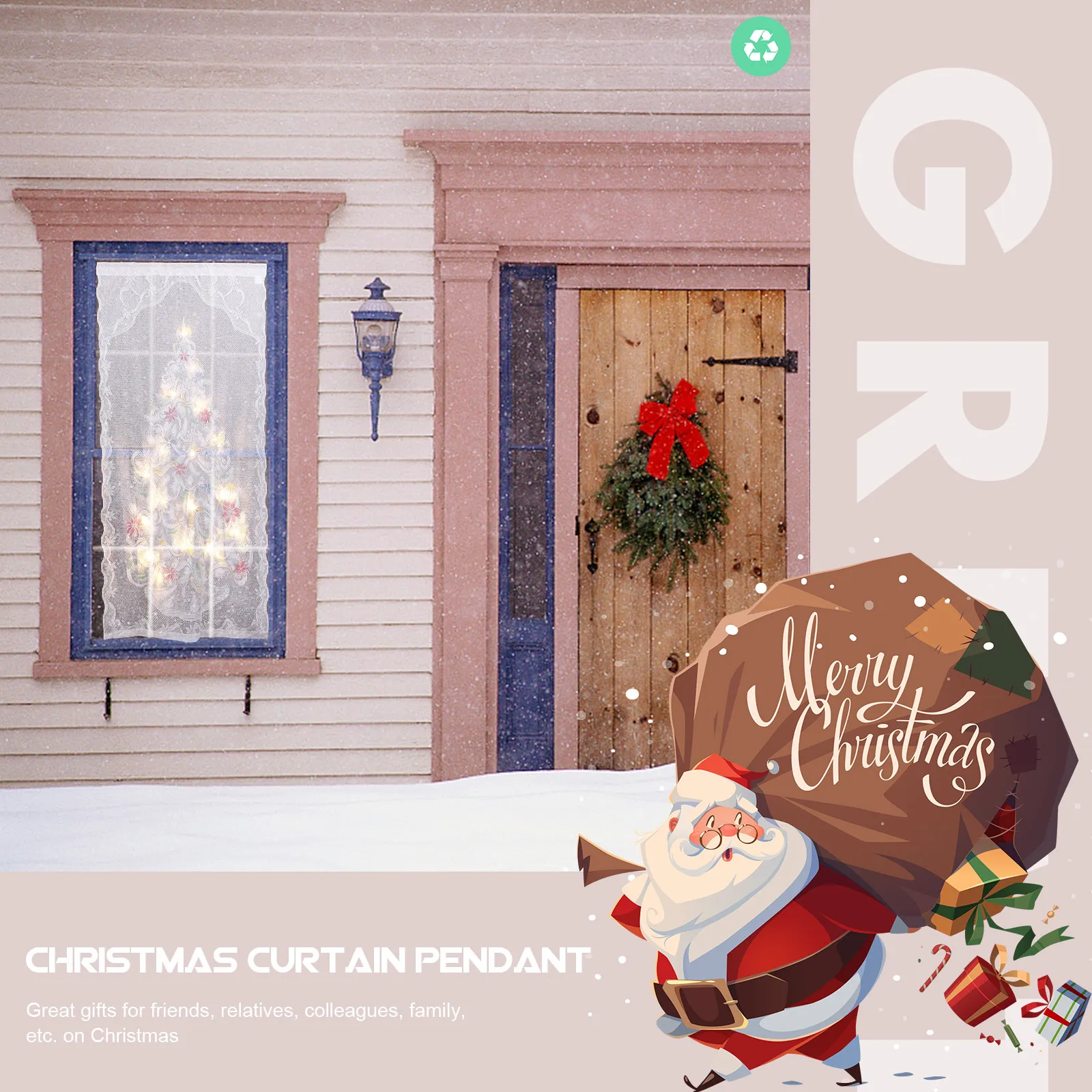 

1 set 1 Set Curtain Xmas Decor Glowing Home Adorn Christmas Curtain Pendant Luminous Festival Scene Pendant Festival Decorations