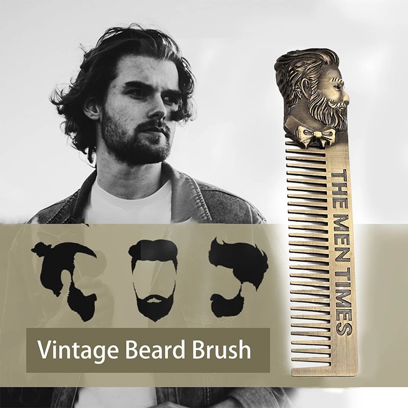 1PC Barber Styling Metal Comb Gentleman Men Beard Comb Mustache Care Shaping Tools Pocket Size Gold Hair Comb