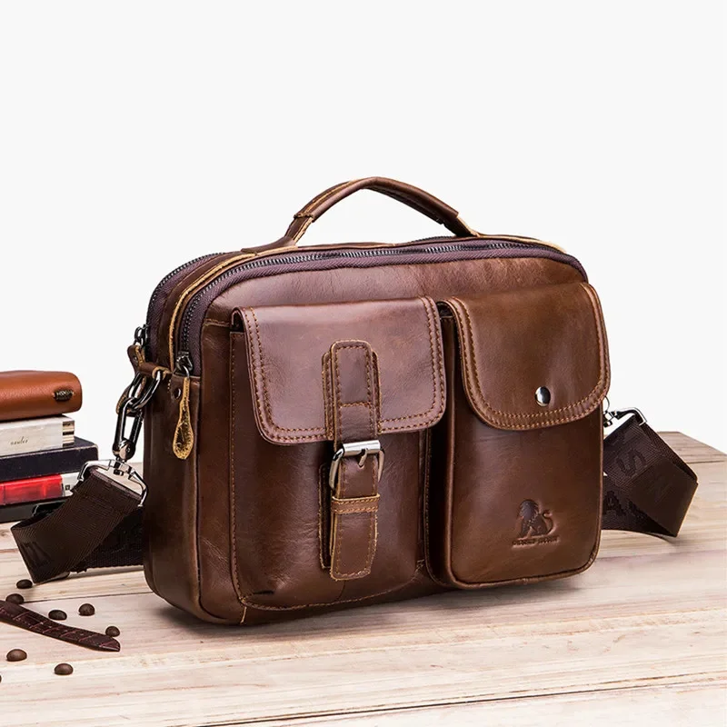 

Pure Genuine Leather Men's Shoulder Bag Luxury Handbags Business Cowhide Male Crossbody Vintage Man Messenger Bags