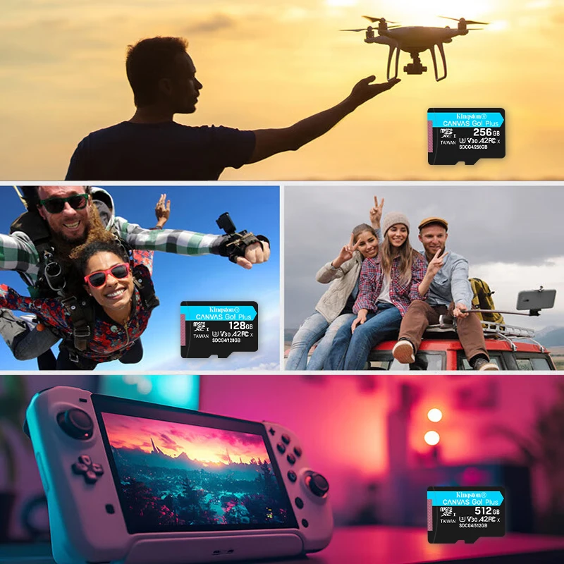 بطاقة ذاكرة Kingston V30 A2 microSDXC أصلية 128 جيجابايت 256 جيجابايت 512 جيجابايت بطاقة مايكرو SD مع محول بحد أقصى 200 ميجابايت/ثانية بطاقة فلاش TF كاميرا بدون طيار