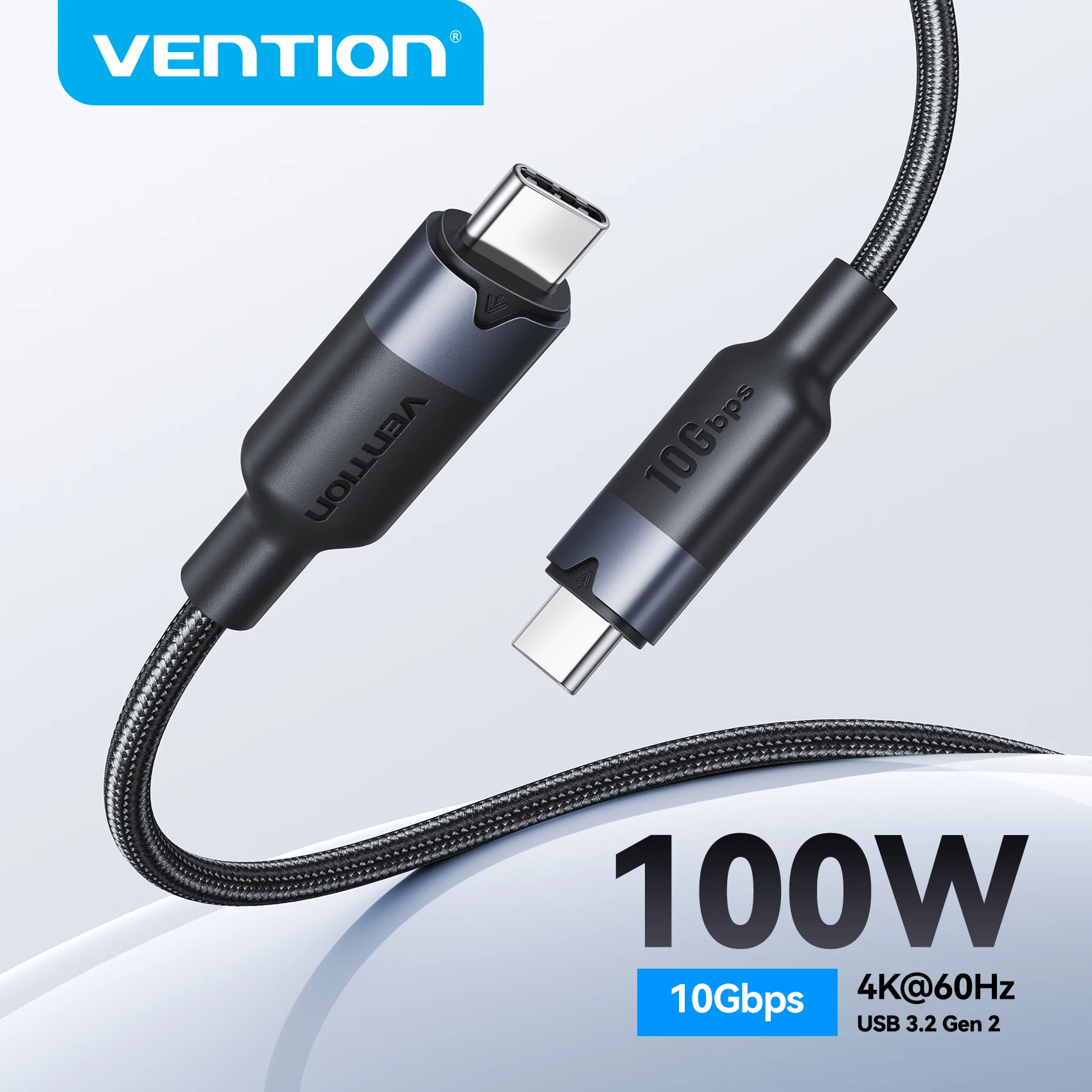 Vention USB C Cable USB3.2 10Gbps Type C to Type C PD100W QC4.0 5A Fast Charg Cord 4K60Hz for MacBook Pro iPad iPhone 17 SamSung