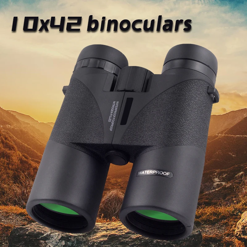 Professional Binoculars 10x42 BAK4 Prism Waterproof Metal Telescope for Outdoor Bird watching Camping Traveling Hunting