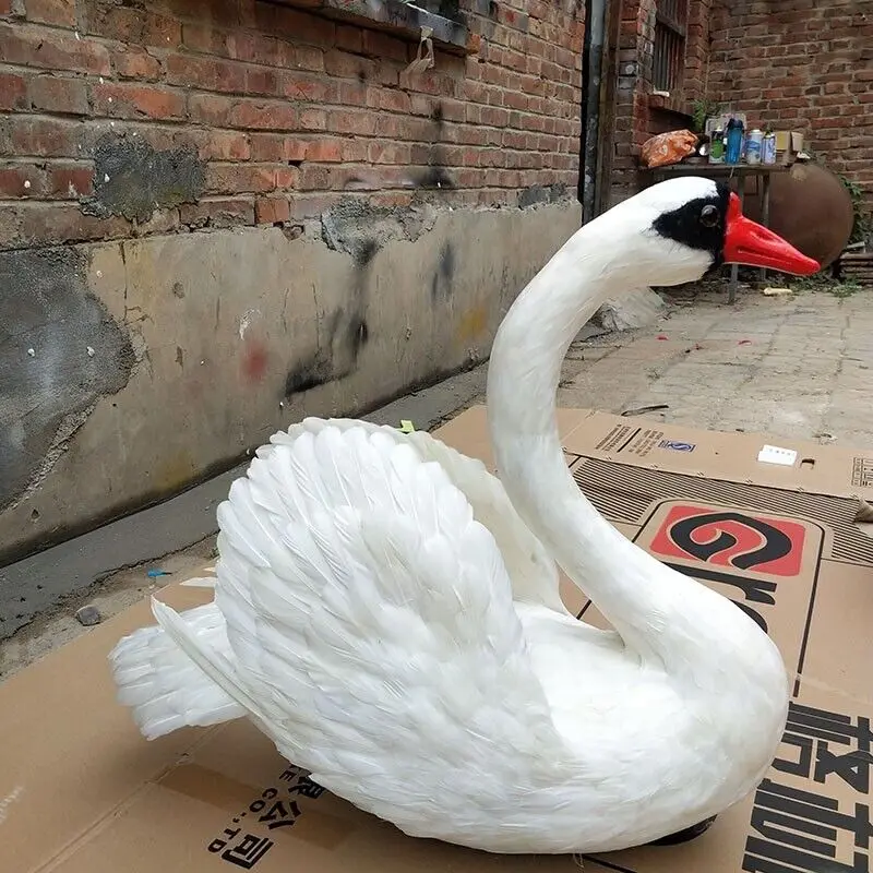 big real life white swan model foam&feathers swan home decoration props ,toy  about 55-60cmgift d0591