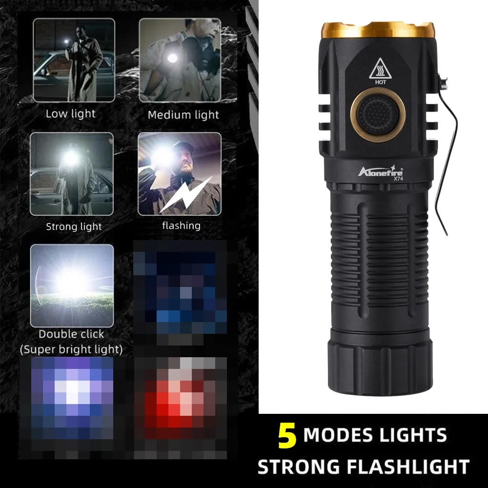 Mini LED Flashlight 8000LM Super Bright Keychain Light USB Rechargeable Torch Camping Lantern Pen Clip And Tail Magnet X74