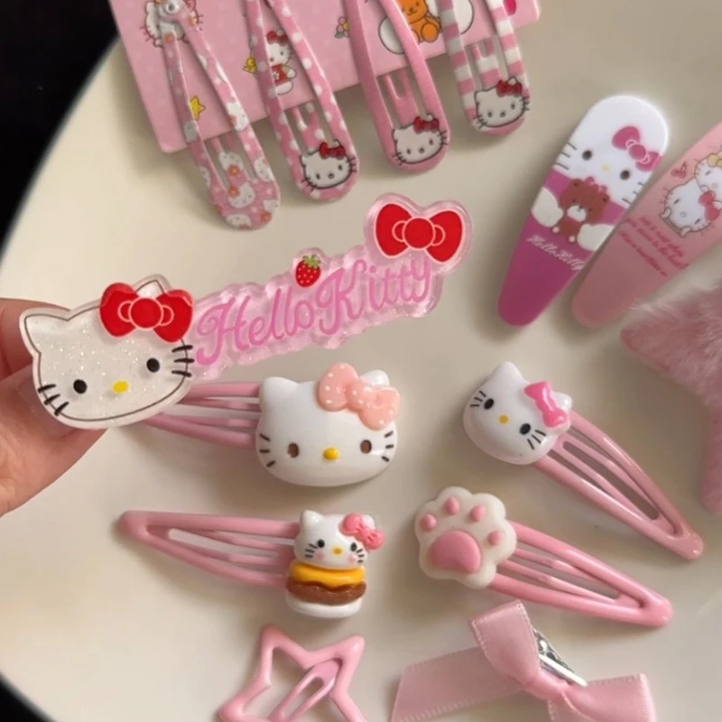 Sanrio Cinnamoroll Hairpin For Girls Kawaii Hair Accessories Suit Hair Clip Hello Kitty BB Clip Cartoon Anime Figure Hair Rope