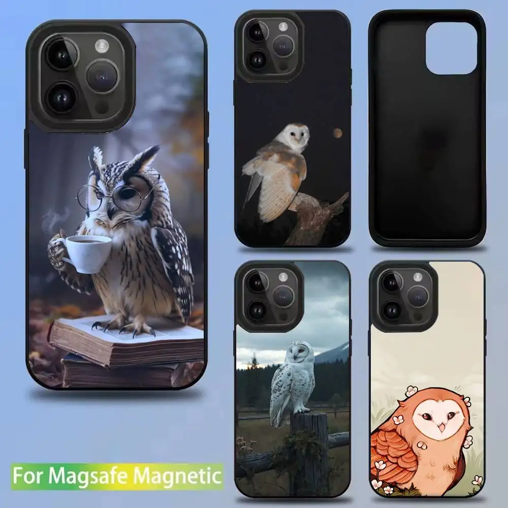 

Cute Animal O-Owl For iPhone 17,16,15,14,13,12,11,Pro,Max,Plus,Mini,SE4,E Magnetic Magsafe Wireless Charging Phone Case