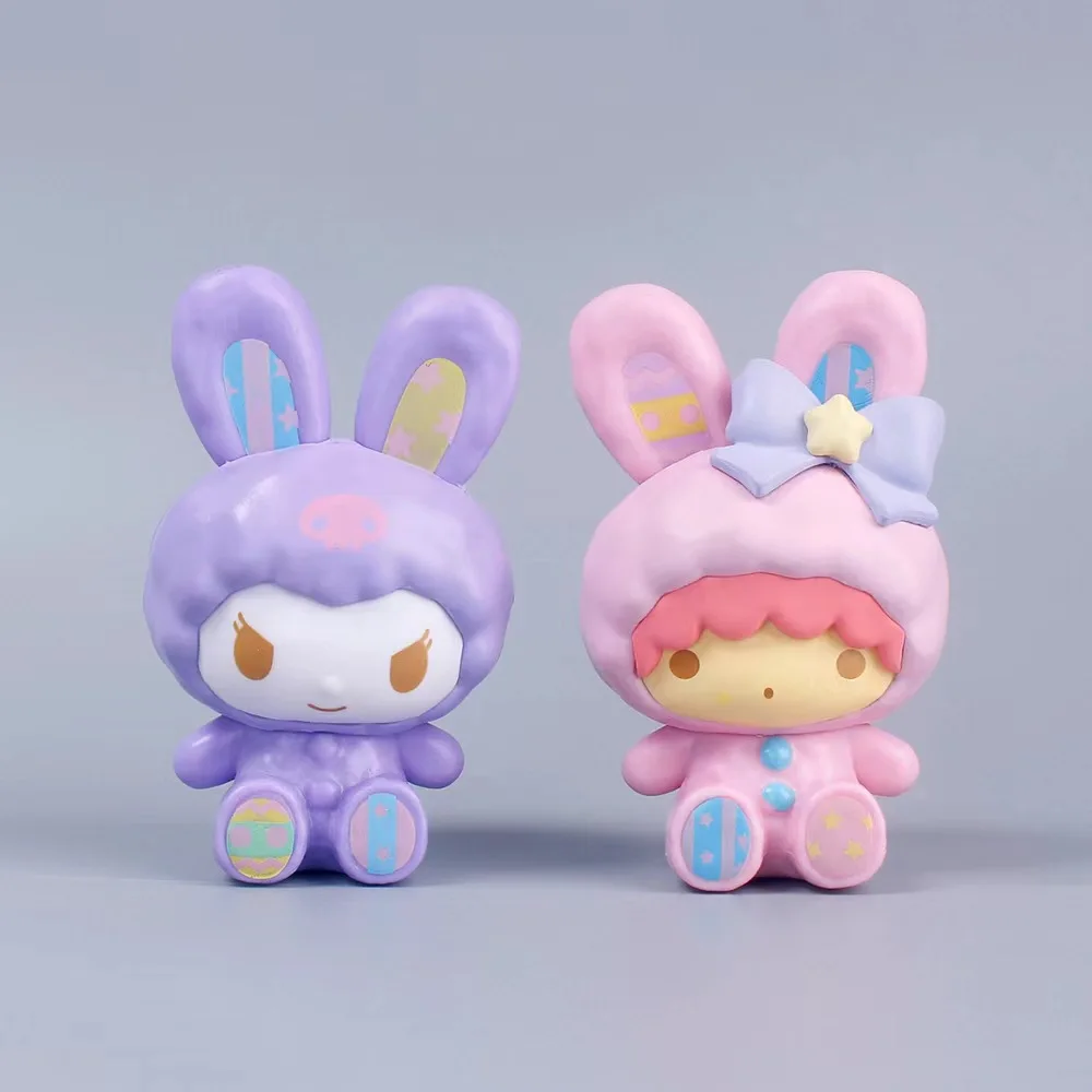 Páscoa cinnamoroll melodia kuromi anime figura kawaii boneca sanrio ornamentos decorativos presentes para festival de férias brinquedos modelo bonito
