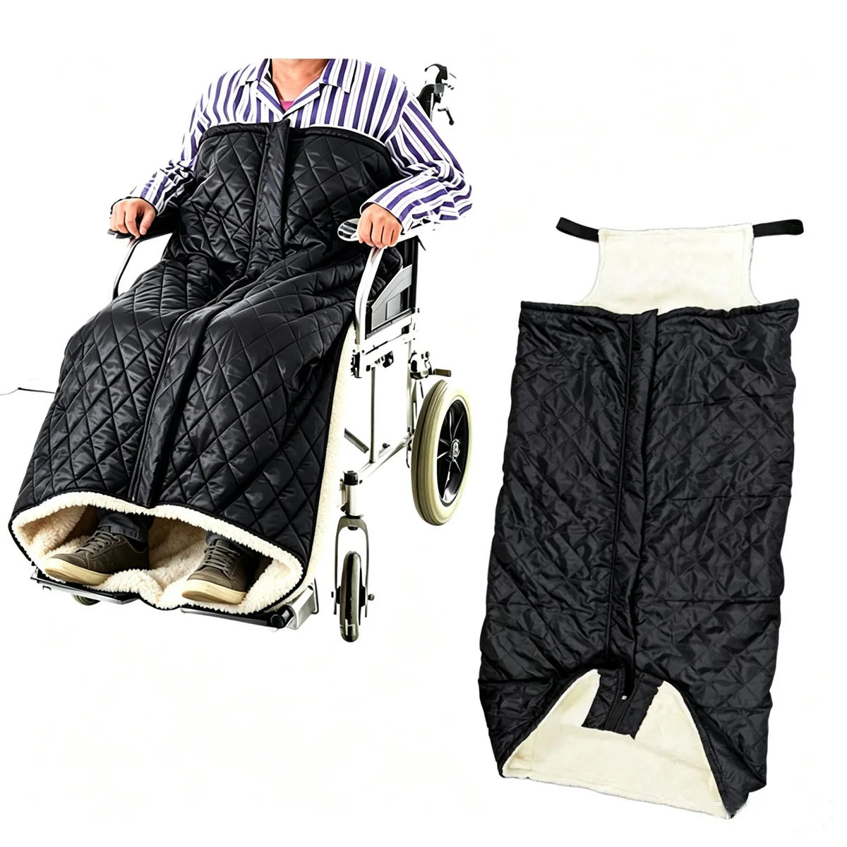 Thick Oxford Cloth Wheelchair Lap Blanket, Lightweight Comfort Warm Wheelchair Blanket Cover with Zipper for Wheelchair Users