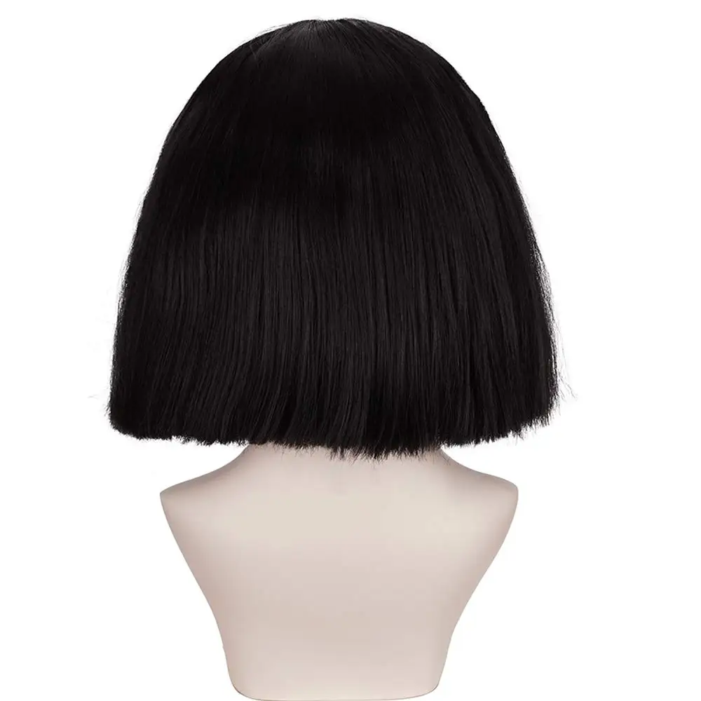 Synthetic Short Hair with Bangs for Black Women Man Heat Resistant Cosplay Wig for Halloween Daily Party