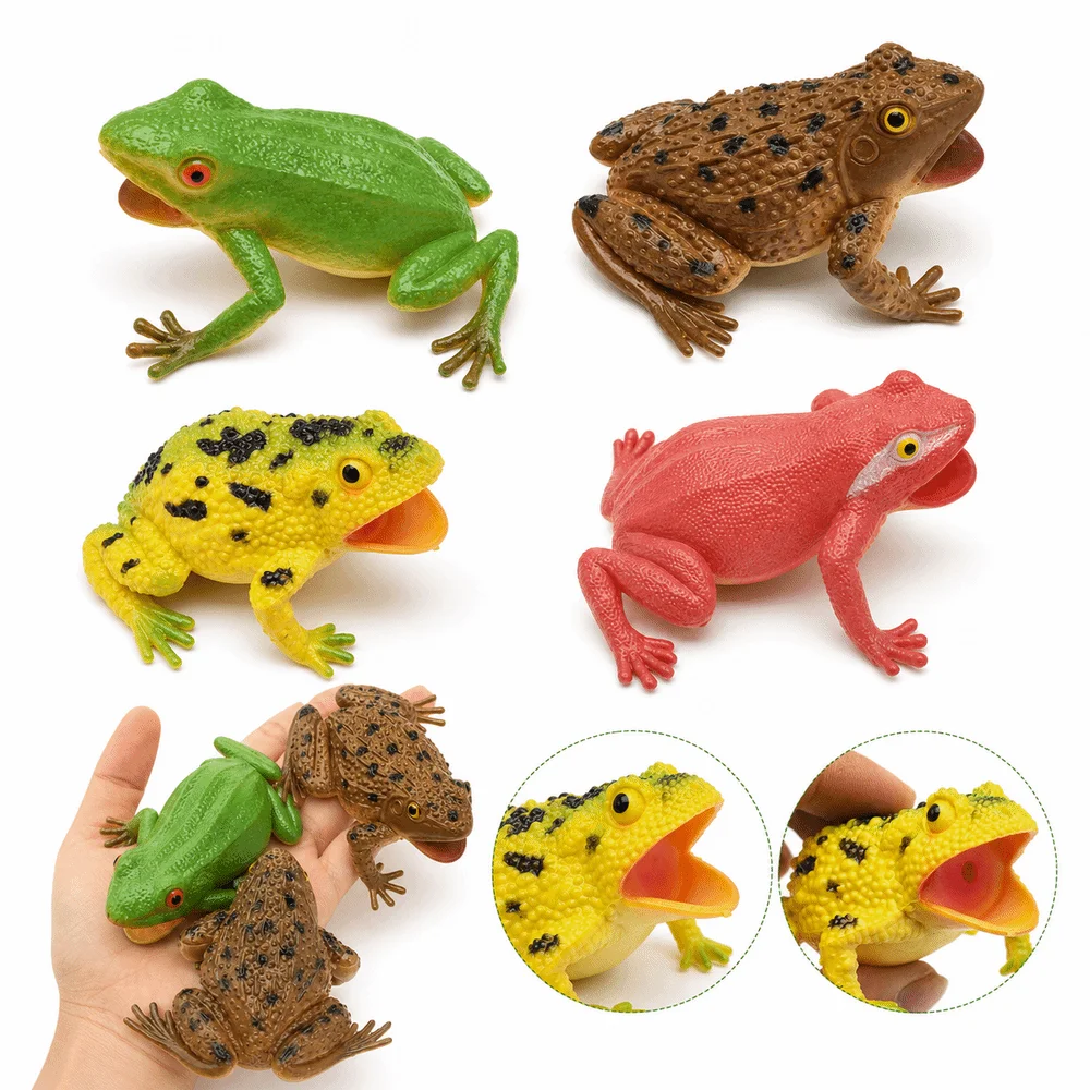 Plastic Simulation Frog Toy Realistic Texture Interactive Frog Squeak Toy Multiple Colors Lifelike Appearance Toad Figurine