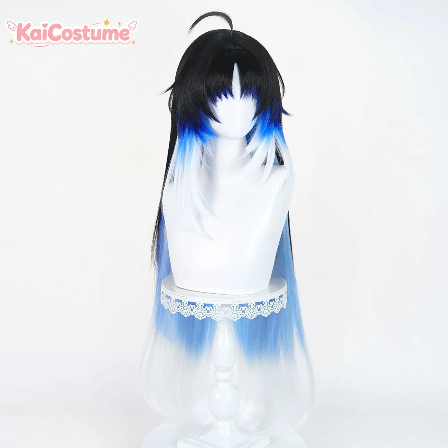 Wuthering Waves Yangyang Xuanling Cosplay Wig Cool Dark Long Hair Handmade Realistic Scalp Top Thick Heat Resistant Synthetic view 3