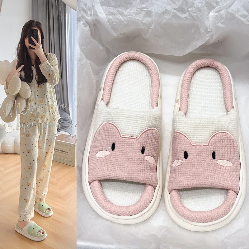 Cartoon Animal Shape Slippers, Womens Four Seasons Home Linen Slippers