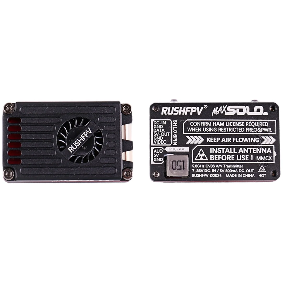 RUSH TANK MAX SOLO 5.8GHz 2.5W FPV VTX with 5.8G 3Dbi Video Transmission RRHCP SMA Antenna for RC Freestyle FPV Racing Drone