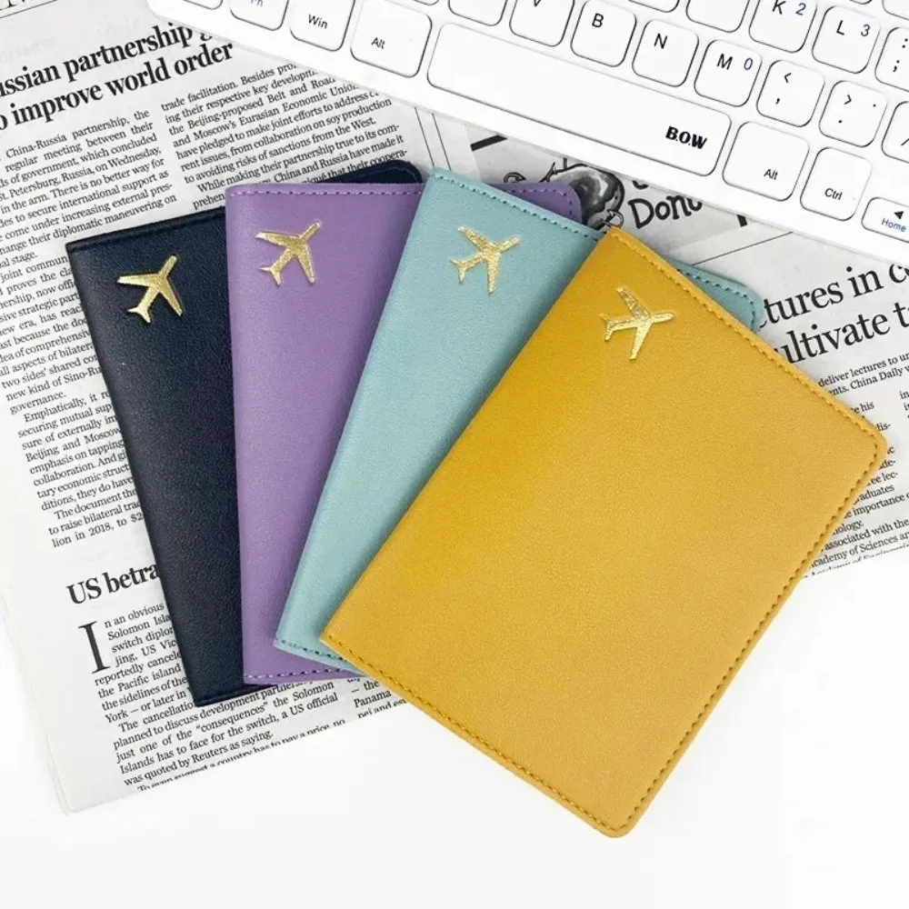 PU Leather Passport Holder Waterproof Lightweight Passport Case Solid Color Portable Storage Credit Card Wallet