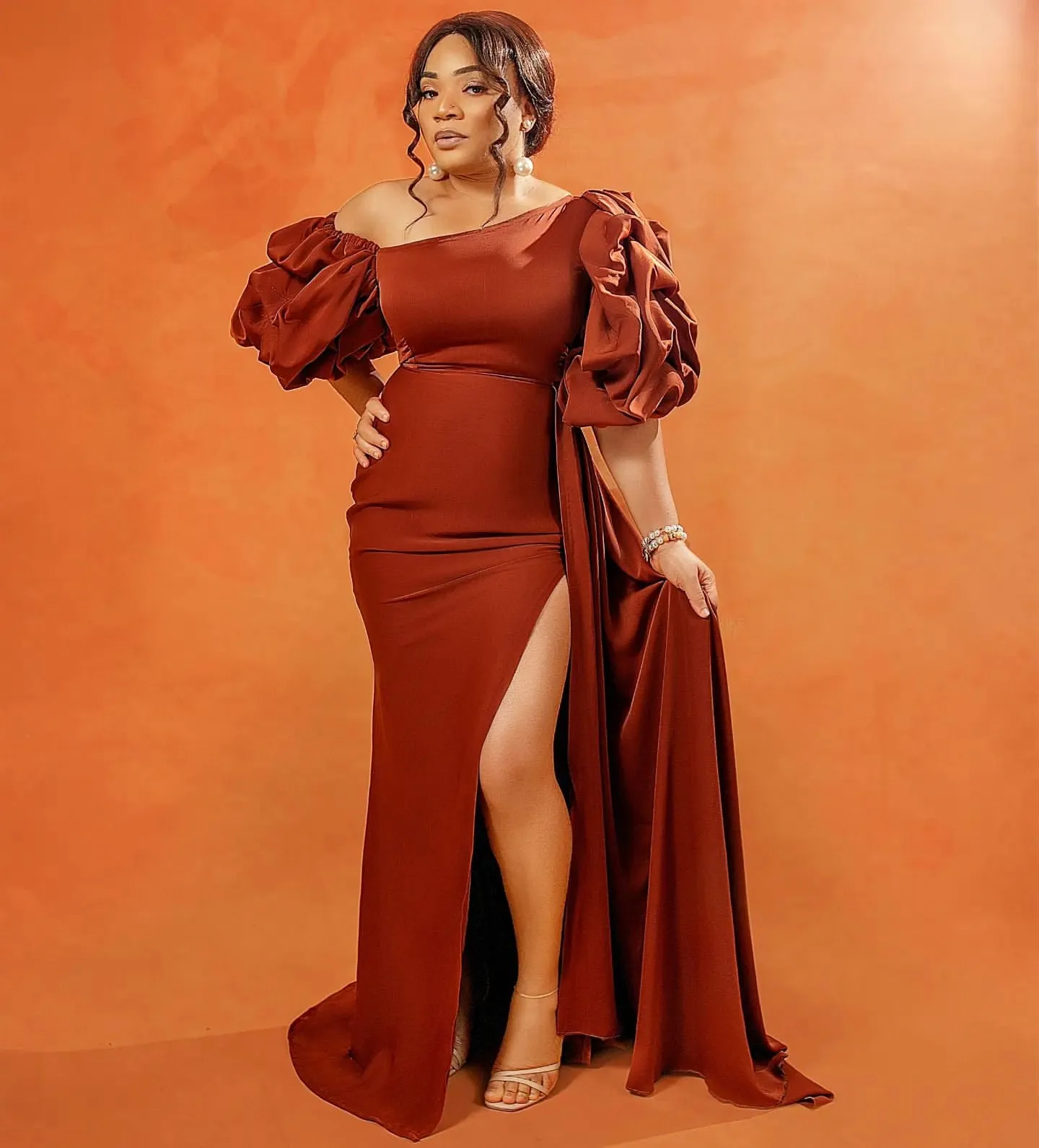 Robe de Rhsirène marron en satin, fente haute, robe de soirée formelle, deuxième réception, anniversaire, fiançailles, quelle que soit la robe, ZJ44, 2024