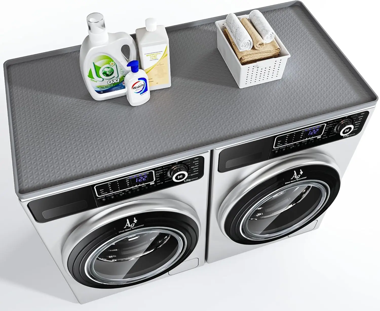 

Большой защитный коврик для стиральной машины и сушилки, 54 x 27,5 дюймов, нескользящий, водонепроницаемый, силиконовый, для прачечной, кухни, дома