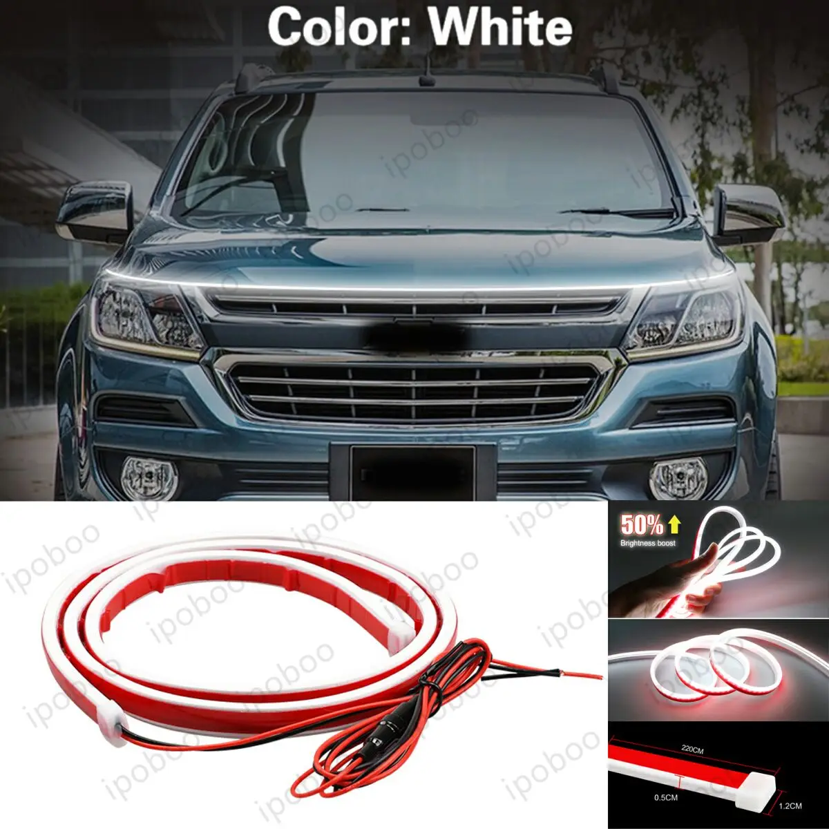 

86" LED Hood Light Strip For Chevy TrailBlazer 2012-22 Flexible Dynamic Scan Start Up Hoodbeam Kit Engine Cover Decoration Light