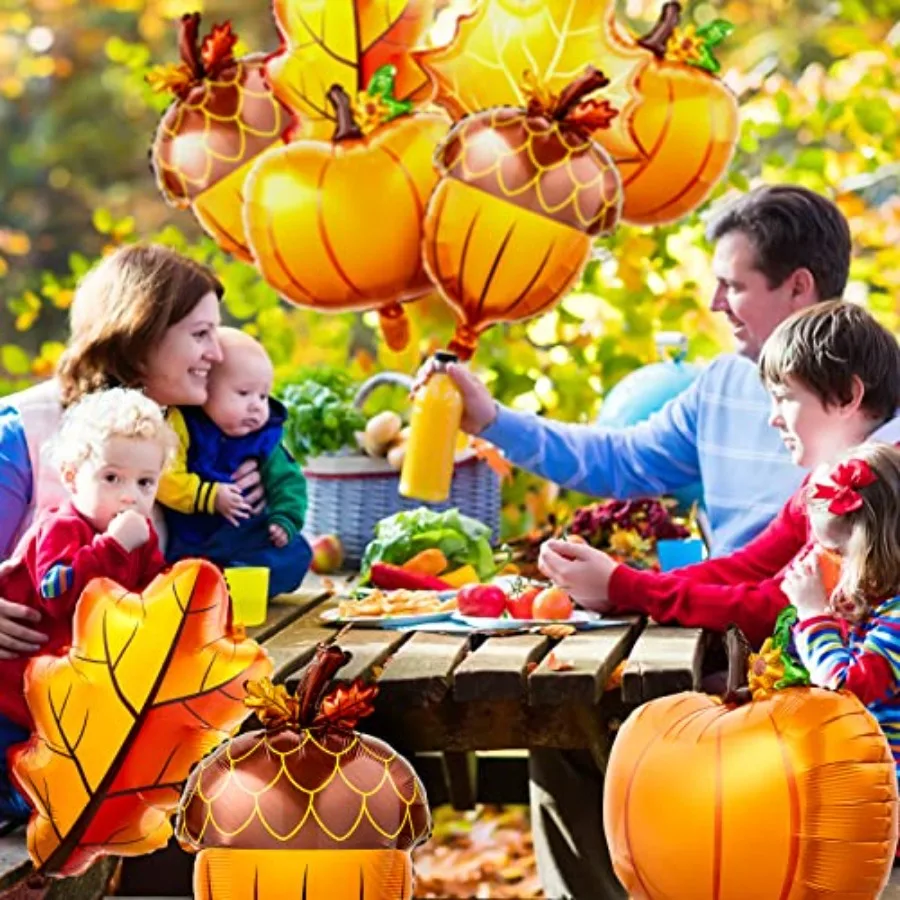 24-pack herfst Thanksgiving-ballonnen met pompoen esdoornblad en dennenappels ontwerp voor feestdecoraties met herfstthema, ideaal voor