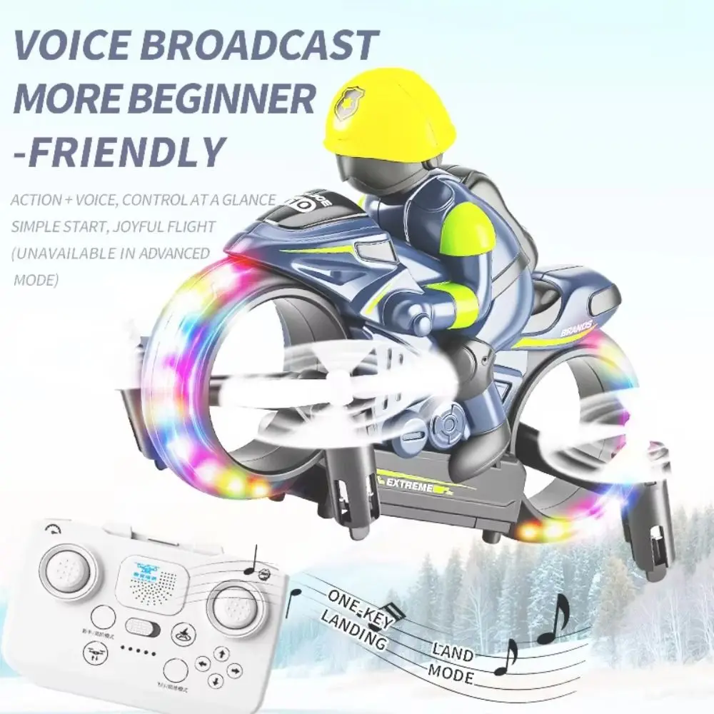 2.4G Remote Control RC Flying Motorcycle Gyroscope Stabilization Night LED Lights 2 in 1 RC Flying Motorcycle Altitude Hold