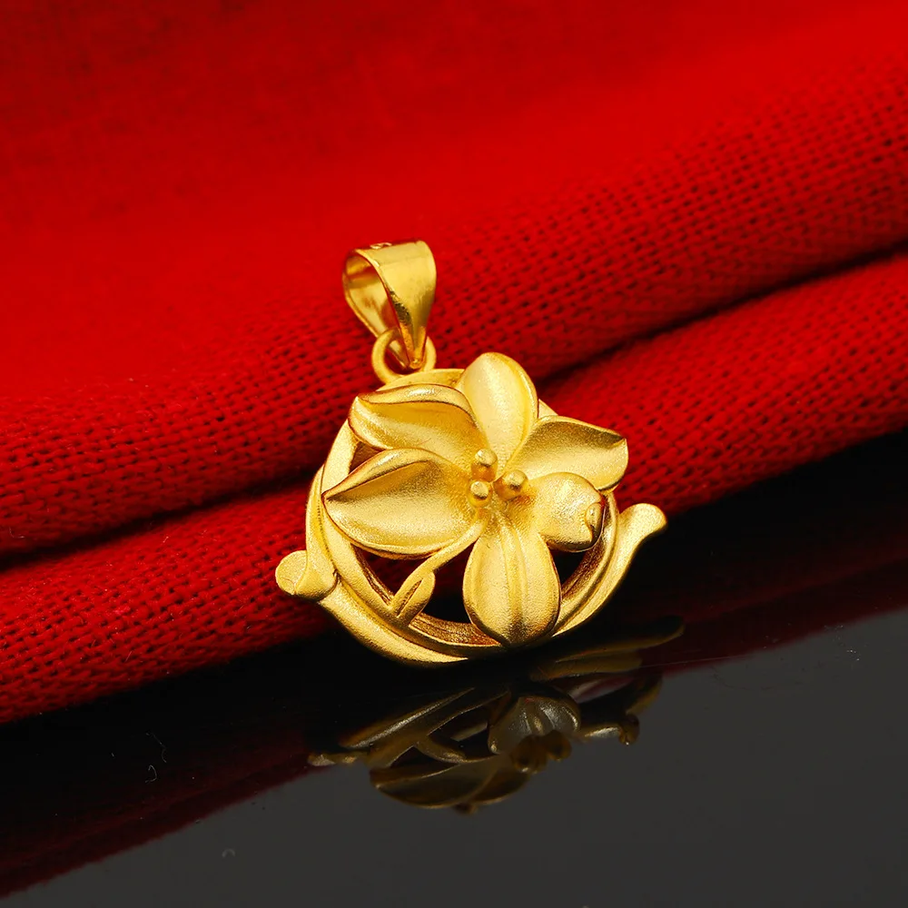 Women oriental matching peony pendant made from AU999 24K pure gold, gorgeous accessory for cheongsam and Hanfu
