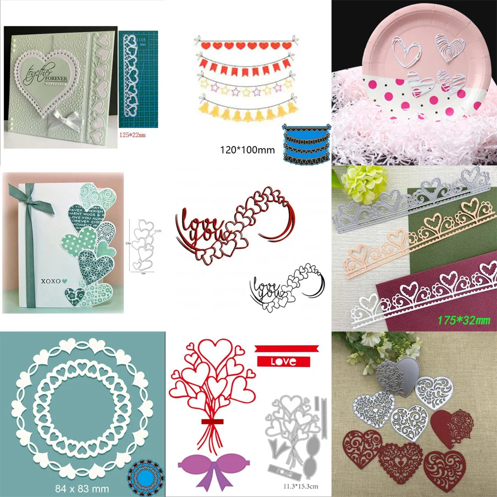 Liebe Herz Spitze Metall Stanzformen Cut Sterben Form Scrapbook Papier Handwerk Messer Form Klinge Punch Präge Schablonen Vorlage