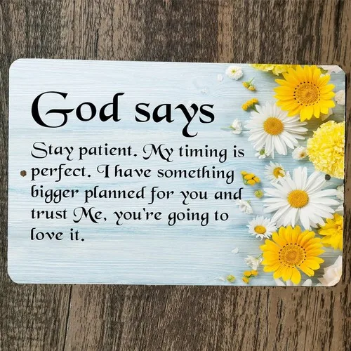 God Says Stay Patient My Timing is Perfect  Metal Wall Sign Poster