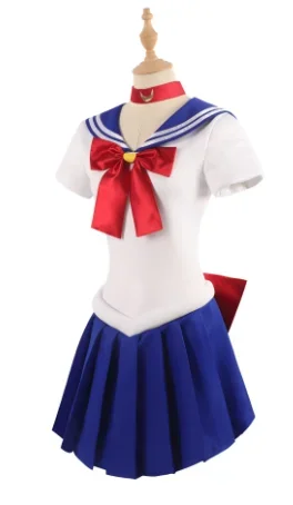 Adult Kids Anime Sailor Moon Cosplay Costume Tsukino Usagi Uniform Water Ice Moon Sailor Dress Women Girl Carnival Party Wig Set