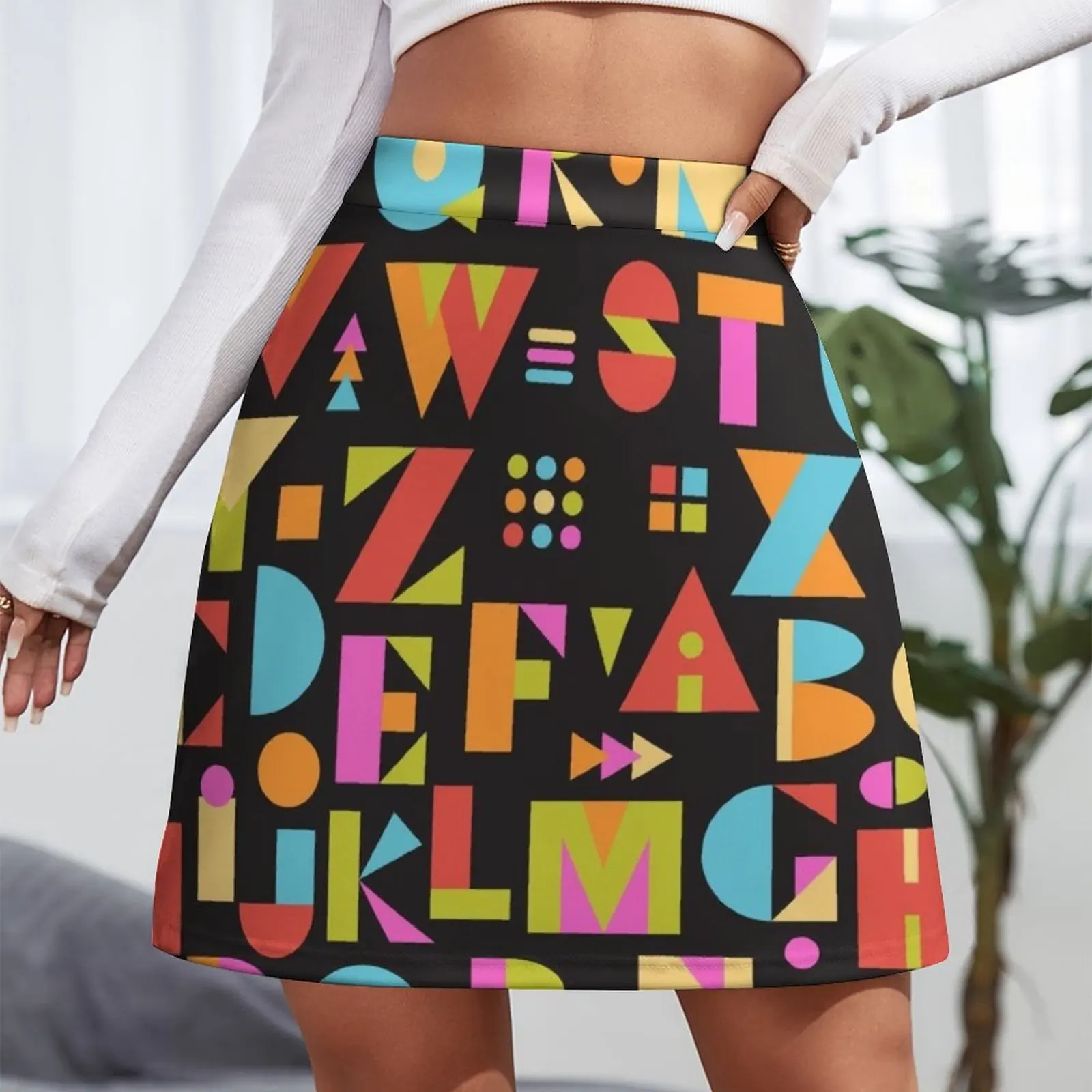 Color Block Alphabet Pattern Mini Skirt new in dresses korean style clothing Sexy mini skirt skirt for women