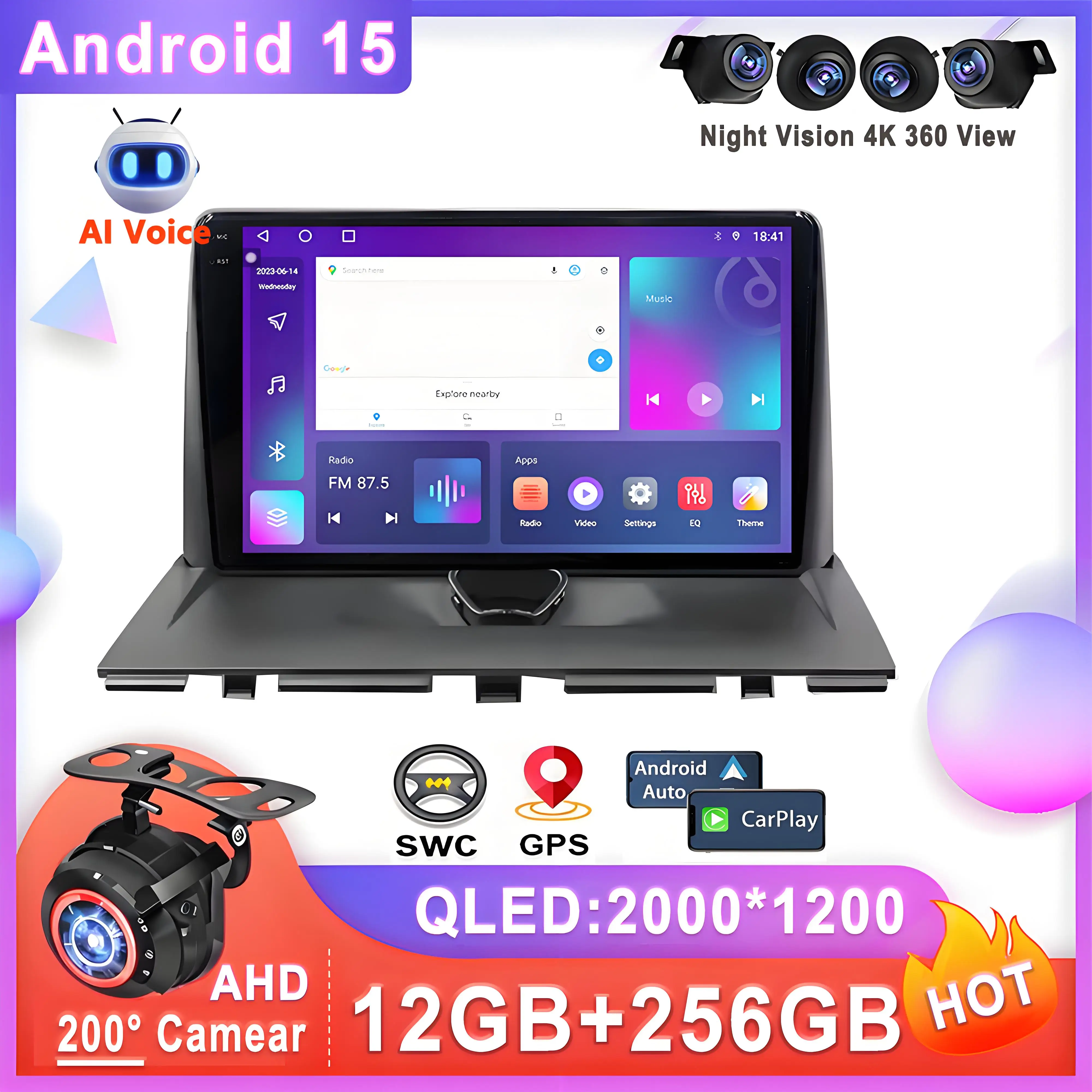 Android 15 Car Stereo for Peugeot Expert 2 G9 2007-2017 2 No 2din DVD 5G Navigation stereo GPS Screen Head Carplay Multimedia