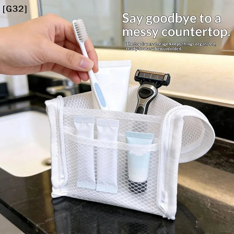 Breathable Mesh Travel Toiletry Bag With Stand Up Design Storage Pockets For Vacation Business Trip[G32]